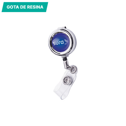 Porta gafete metálico.