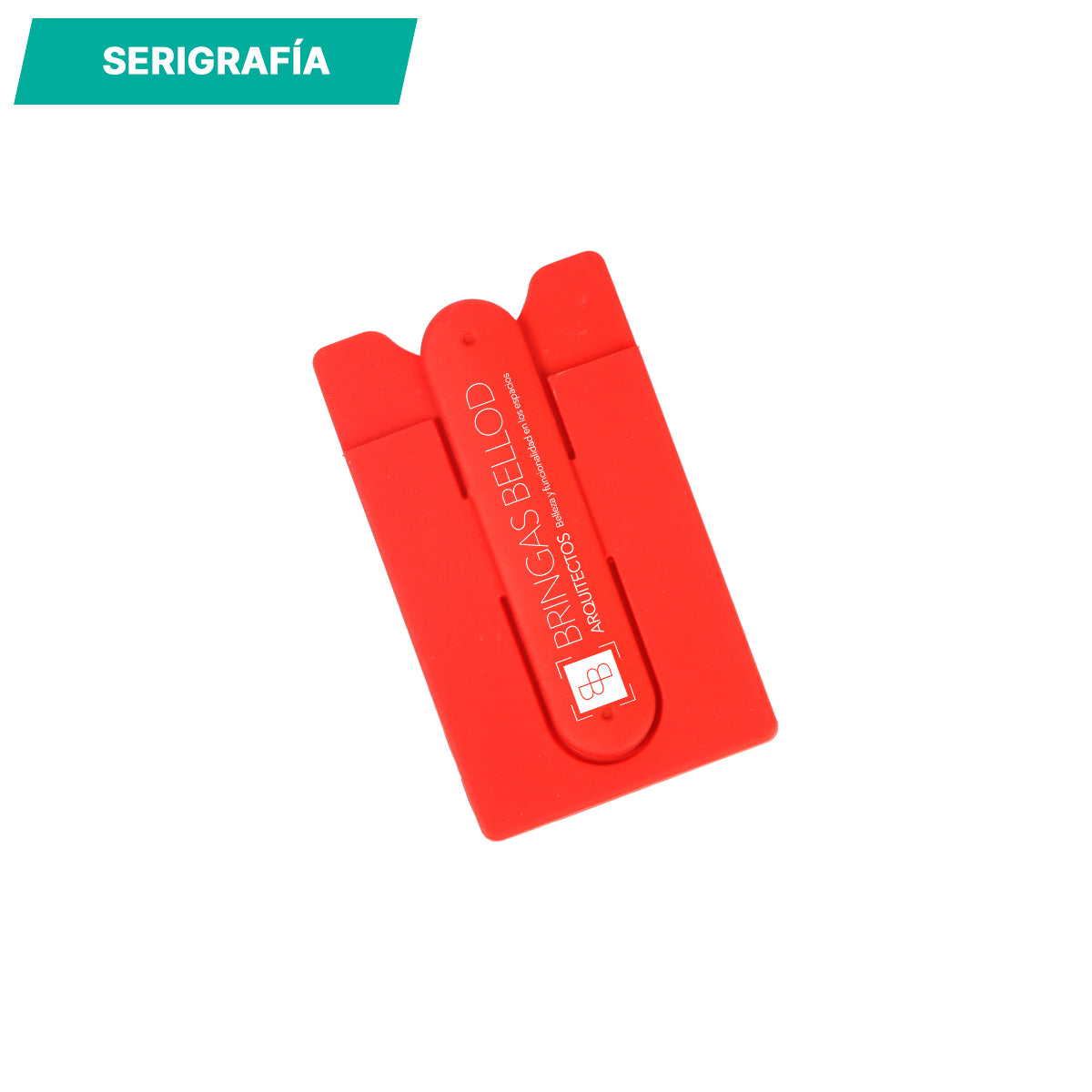 Porta tarjetas y soporte para celular.